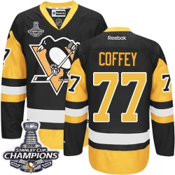 Paul Coffey Reebok Pittsburgh Penguins Authentic Gold Black/ Third 2016 Stanley Cup Champions NHL Jersey
