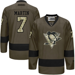 Paul Martin Reebok Pittsburgh Penguins Premier Green Salute to Service NHL Jersey