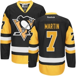 Paul Martin Reebok Pittsburgh Penguins Authentic Gold Black/ Third NHL Jersey