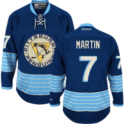 Paul Martin Reebok Pittsburgh Penguins Authentic Navy Blue Third Vintage NHL Jersey