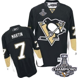 Paul Martin Reebok Pittsburgh Penguins Authentic Black Home 2016 Stanley Cup Champions NHL Jersey