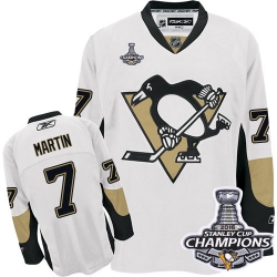 Paul Martin Reebok Pittsburgh Penguins Authentic White Away 2016 Stanley Cup Champions NHL Jersey