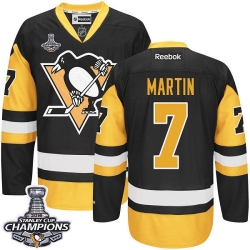 Paul Martin Reebok Pittsburgh Penguins Premier Gold Black/ Third 2016 Stanley Cup Champions NHL Jersey