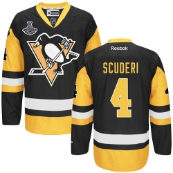 Rob Scuderi Reebok Pittsburgh Penguins Premier Gold Black/ Third 2016 Stanley Cup Champions NHL Jersey