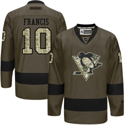 Ron Francis Reebok Pittsburgh Penguins Premier Green Salute to Service NHL Jersey