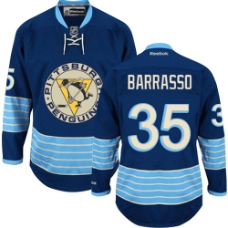 Tom Barrasso Reebok Pittsburgh Penguins Authentic Navy Blue Third Vintage NHL Jersey