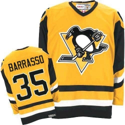 Tom Barrasso CCM Pittsburgh Penguins Authentic Yellow Throwback NHL Jersey
