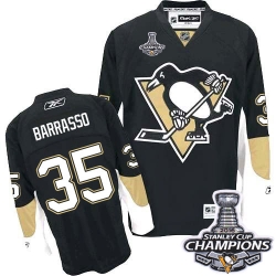 Tom Barrasso Reebok Pittsburgh Penguins Premier Black Home 2016 Stanley Cup Champions NHL Jersey