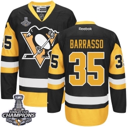 Tom Barrasso Reebok Pittsburgh Penguins Authentic Gold Black/ Third 2016 Stanley Cup Champions NHL Jersey