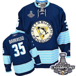 Tom Barrasso Reebok Pittsburgh Penguins Premier Navy Blue Third Vintage 2016 Stanley Cup Champions NHL Jersey