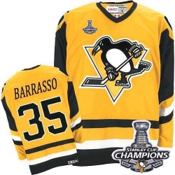 Tom Barrasso CCM Pittsburgh Penguins Authentic Yellow Throwback 2016 Stanley Cup Champions NHL Jersey