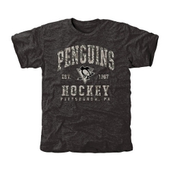 NHL Pittsburgh Penguins Black Camo Stack Tri-Blend T-Shirt