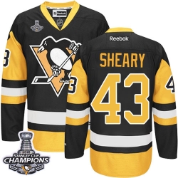 Conor Sheary Reebok Pittsburgh Penguins Authentic Gold Black/ Third 2016 Stanley Cup Champions NHL Jersey
