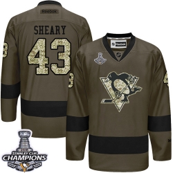 Conor Sheary Reebok Pittsburgh Penguins Authentic Green Salute to Service 2016 Stanley Cup Champions NHL Jersey