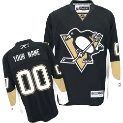 Youth Reebok Pittsburgh Penguins Customized Authentic Black Home NHL Jersey