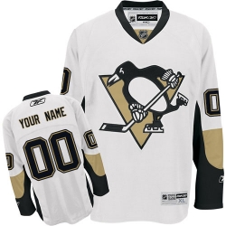Youth Reebok Pittsburgh Penguins Customized Authentic White Away NHL Jersey