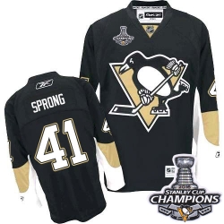 Daniel Sprong Reebok Pittsburgh Penguins Authentic Black Home 2016 Stanley Cup Champions NHL Jersey