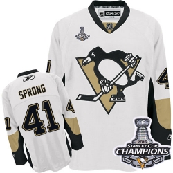 Daniel Sprong Reebok Pittsburgh Penguins Premier White Away 2016 Stanley Cup Champions NHL Jersey