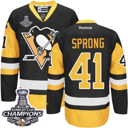 Daniel Sprong Reebok Pittsburgh Penguins Premier Gold Black/ Third 2016 Stanley Cup Champions NHL Jersey