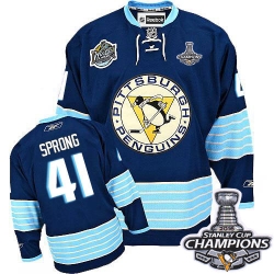 Daniel Sprong Reebok Pittsburgh Penguins Authentic Navy Blue Third Vintage 2016 Stanley Cup Champions NHL Jersey
