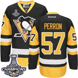 David Perron Reebok Pittsburgh Penguins Premier Gold Black/ Third 2016 Stanley Cup Champions NHL Jersey