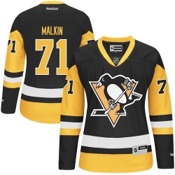 Evgeni Malkin Women's Reebok Pittsburgh Penguins Authentic Gold Black/ Third NHL Jersey