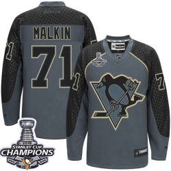 Evgeni Malkin Reebok Pittsburgh Penguins Authentic Charcoal Cross Check Fashion 2016 Stanley Cup Champions NHL Jersey