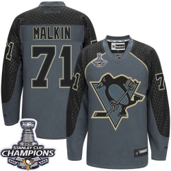 Evgeni Malkin Reebok Pittsburgh Penguins Premier Charcoal Cross Check Fashion 2016 Stanley Cup Champions NHL Jersey