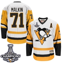 Evgeni Malkin CCM Pittsburgh Penguins Authentic White Throwback 2016 Stanley Cup Champions NHL Jersey