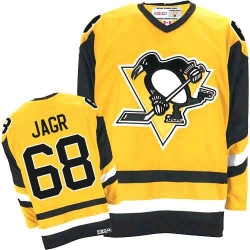 Jaromir Jagr CCM Pittsburgh Penguins Authentic Yellow Throwback NHL Jersey