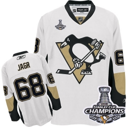 Jaromir Jagr Reebok Pittsburgh Penguins Authentic White Away 2016 Stanley Cup Champions NHL Jersey