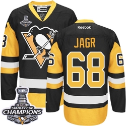 Jaromir Jagr Reebok Pittsburgh Penguins Premier Gold Black/ Third 2016 Stanley Cup Champions NHL Jersey