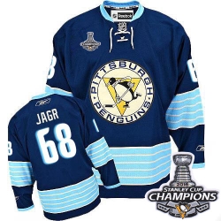 Jaromir Jagr Reebok Pittsburgh Penguins Authentic Navy Blue Third Vintage 2016 Stanley Cup Champions NHL Jersey