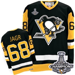 Jaromir Jagr CCM Pittsburgh Penguins Authentic Black Throwback 2016 Stanley Cup Champions NHL Jersey