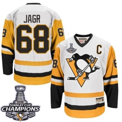 Jaromir Jagr CCM Pittsburgh Penguins Authentic White Throwback 2016 Stanley Cup Champions NHL Jersey