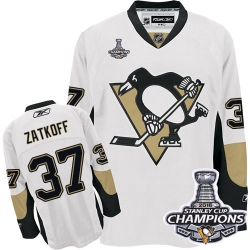 Jeff Zatkoff Reebok Pittsburgh Penguins Premier White Away 2016 Stanley Cup Champions NHL Jersey