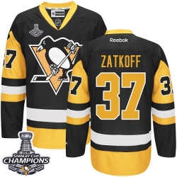 Jeff Zatkoff Reebok Pittsburgh Penguins Premier Gold Black/ Third 2016 Stanley Cup Champions NHL Jersey