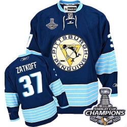 Jeff Zatkoff Reebok Pittsburgh Penguins Authentic Navy Blue Third Vintage 2016 Stanley Cup Champions NHL Jersey