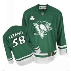 Kris Letang Reebok Pittsburgh Penguins Authentic Green St Patty's Day NHL Jersey