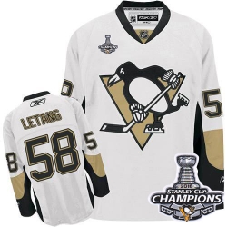 Kris Letang Reebok Pittsburgh Penguins Premier White Away 2016 Stanley Cup Champions NHL Jersey