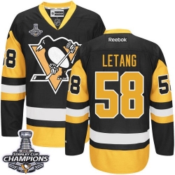 Kris Letang Reebok Pittsburgh Penguins Premier Gold Black/ Third 2016 Stanley Cup Champions NHL Jersey