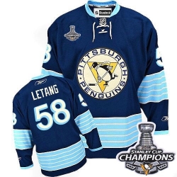 Kris Letang Reebok Pittsburgh Penguins Authentic Navy Blue Third Vintage 2016 Stanley Cup Champions NHL Jersey