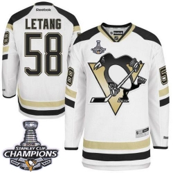 Kris Letang Reebok Pittsburgh Penguins Authentic White 2014 Stadium Series 2016 Stanley Cup Champions NHL Jersey