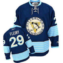 Marc-Andre Fleury Reebok Pittsburgh Penguins Authentic Navy Blue Third Vintage NHL Jersey