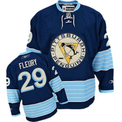 Marc-Andre Fleury Reebok Pittsburgh Penguins Premier Navy Blue Third Vintage NHL Jersey