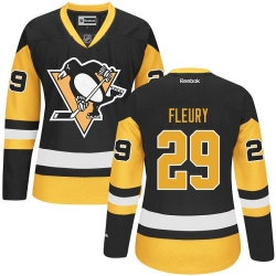 Marc-Andre Fleury Women's Reebok Pittsburgh Penguins Authentic Gold Black/ Third NHL Jersey