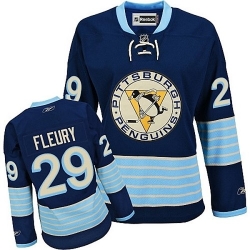 Marc-Andre Fleury Women's Reebok Pittsburgh Penguins Premier Navy Blue Third Vintage NHL Jersey