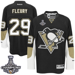 Marc-Andre Fleury Reebok Pittsburgh Penguins Authentic Black Home 2016 Stanley Cup Champions NHL Jersey