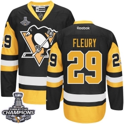 Marc-Andre Fleury Reebok Pittsburgh Penguins Authentic Gold Black/ Third 2016 Stanley Cup Champions NHL Jersey