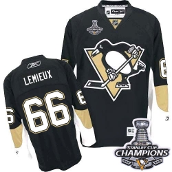 Mario Lemieux Youth Reebok Pittsburgh Penguins Authentic Black Home 2016 Stanley Cup Champions NHL Jersey